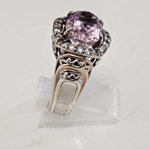 Natural Kunzite & Zircon Ring Palladium Sterling Silver 18k Rose Gold Sz 8! - Picture 9 of 12